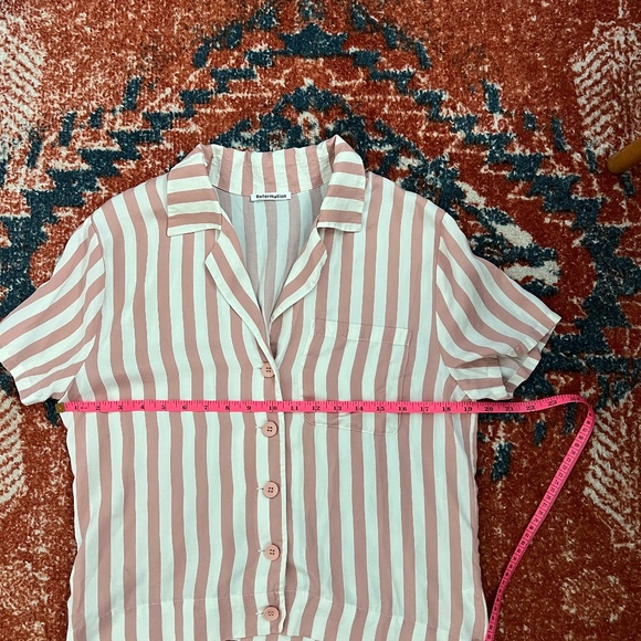 Reformation Cameran Pajama Top Pink and White Striped Size Small - Picture 6 of 7